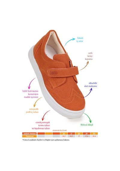 Kiko Kids Richie Cırtlı Günlük Erkek Çocuk Casual Ayakkabı Turuncu Turuncu