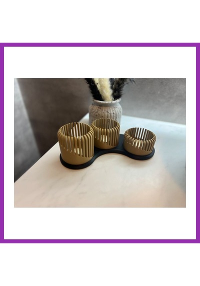 Bezos Üç Boyutlu Tealight Mumluk Ve Üçlü Mum Standı Seti Dekoratif Mum Tutucu Bty Çok Renkli