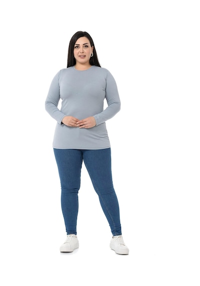 Disentis Büyük Beden Bisiklet Yaka Uzun Kollu Viskon Açık Gri Body-açık Gri Açık Gri
