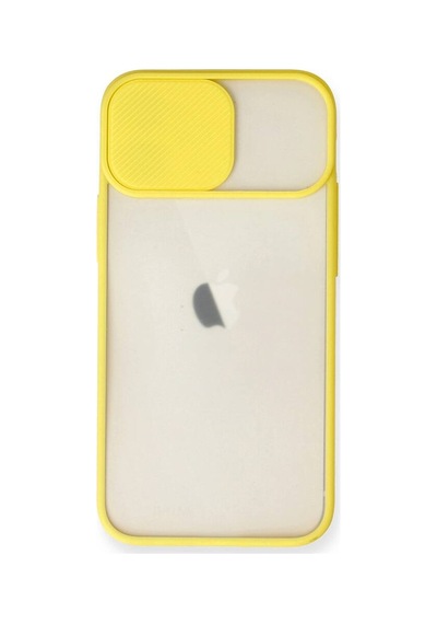 Apple iPhone Uyumlu 11 Kılıf Palm Buzlu Kamera Sürgülü Silikon - Sarı Evimdeyokyok