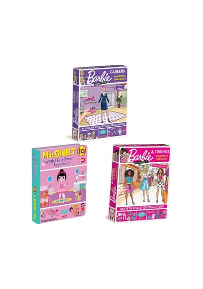3'lü Barbie ve Arkadaşları Manyetik Kostüm Giydirme Seti