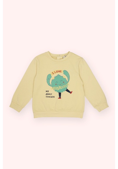 Panço Kız Çocuk Baskı Detaylı T-shirt Sarı