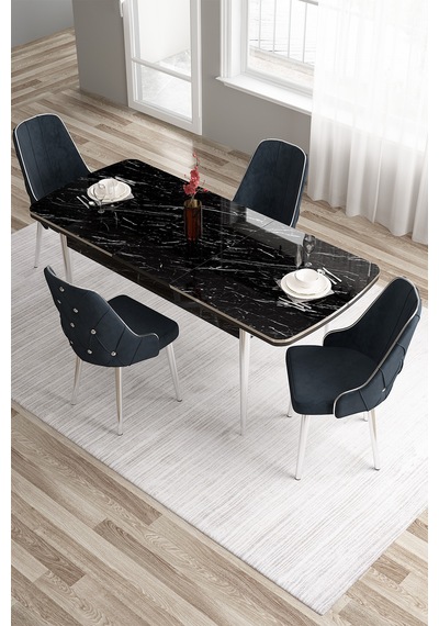 Canisa Tia Serisi 80x132 Mdf Açılabilir Siyah Mermer Desen Krom Detay Masa Takımı Ve 4 Antrasit Sandalye Masa Siyah Mermer Desen Sandalye Antrasit Canisa Tia Serisi 80x132 Mdf Açılabilir Siyah Mermer Desen Krom Detay Masa Takımı Ve 4 Antrasit Sandalye Masa Siyah Mermer Desen Sandalye Antrasit