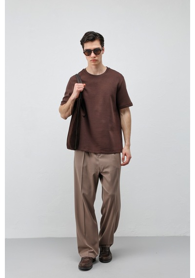 Antioch Regular Fit Basic Erkek T-shirt Koyu Kahve