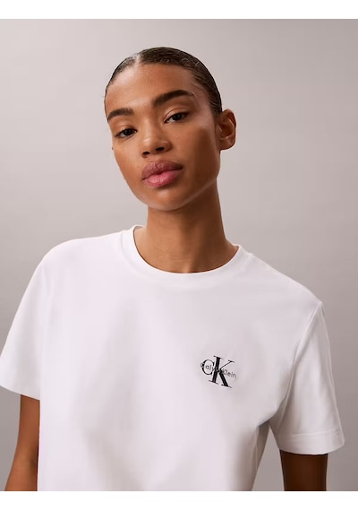 Calvin Klein Kadın Baskılı T-shirt-lv047ab801yaf Beyaz