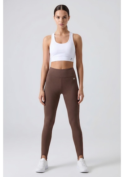 Tommy Life Kahverengi Standart Fit Esnek Spor Performans Kadın Topuklu Tayt - 94685