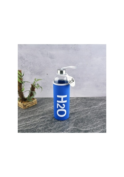 Kılıflı Cam Matara 1000 Ml Mavi Mavi