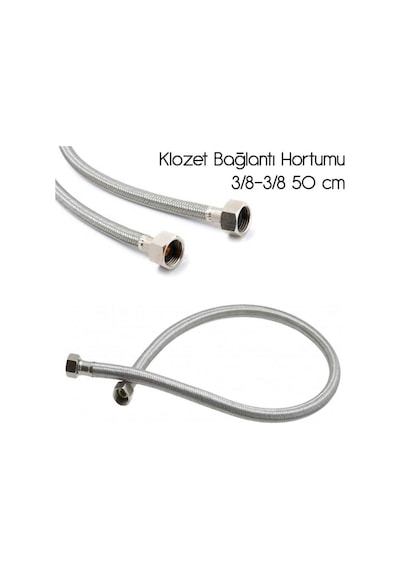2'li Klozet Taharet Musluğu Bağlantı Hortumu Flex 50 Cm Krom