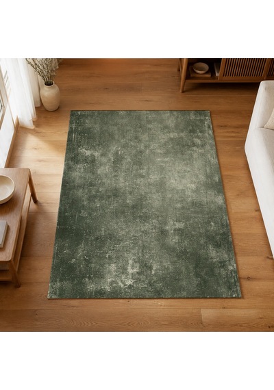 Kartela Halı Grunge Halı Kaymaz Taban Makinede Yıkanabilir Halı Adaçayı Yeşili - 100 X 150 Cm