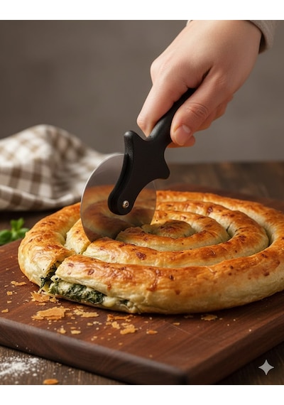 Pizza Kesici Pizza Bıçağı Pizza Kesme Bıçağı Pizza Ruleti 1 Adet Paslanmaz Pizza Börek Kesme Bıçağı Gri - Siyah