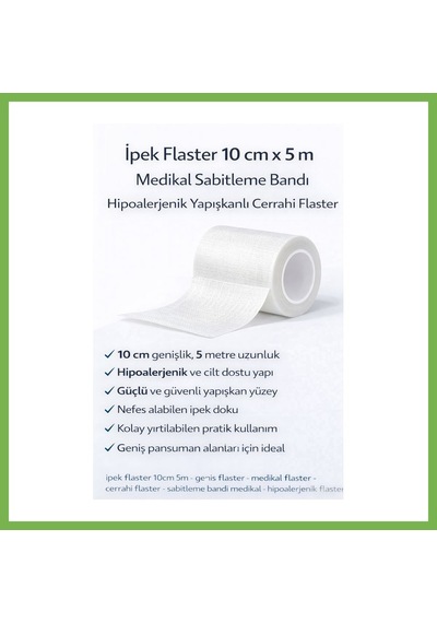 Bezos İpek Flaster 10 Cm X 5 M Medikal Sabitleme Bandı Hipoalerjenik Yapışkanlı Cerrahi Flaster Umt