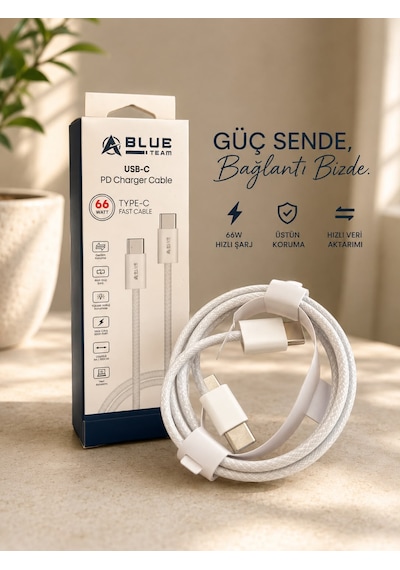 66w Type-c To Type-c Hasır Pd Hızlı Şarj Kablosu
