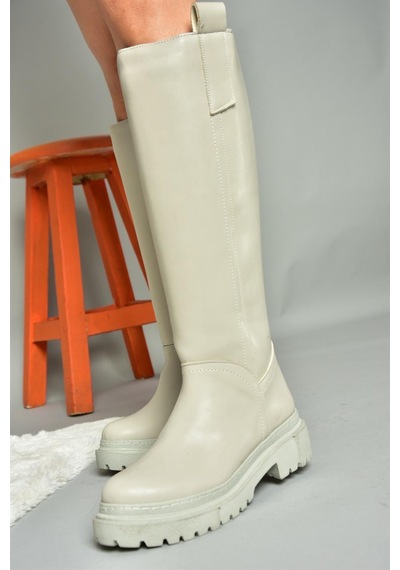 Fox Shoes R973201109 Gri Kalın Tabanlı Kadın Çizme Gri