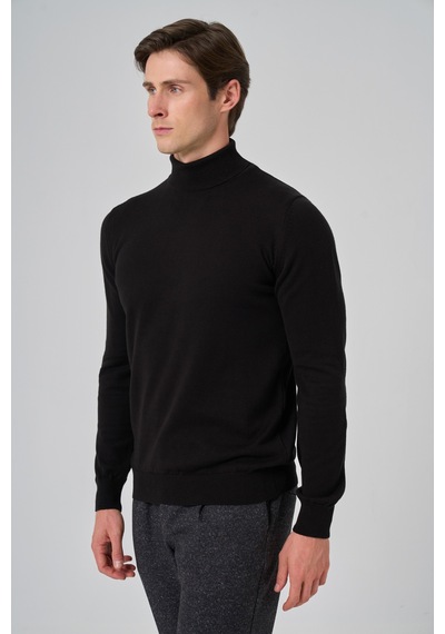 Morven Erkek Siyah Basic Balıkçı Yaka Dynamic Fit Rahat Kesim Triko 26kc017002001 Siyah