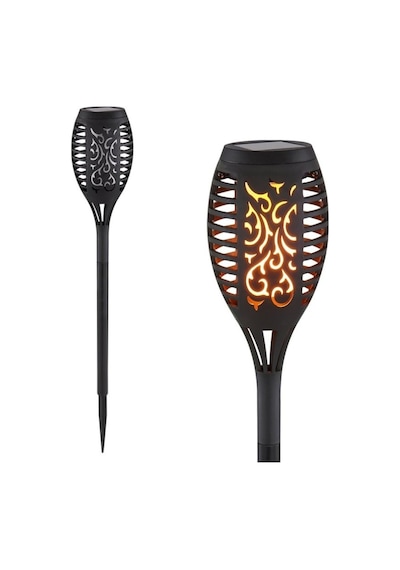 2 Adet Alev Efektli Solar Led Güneş Enerjili Bahçe Lambası Aydınlatması Armatür 50 Cm