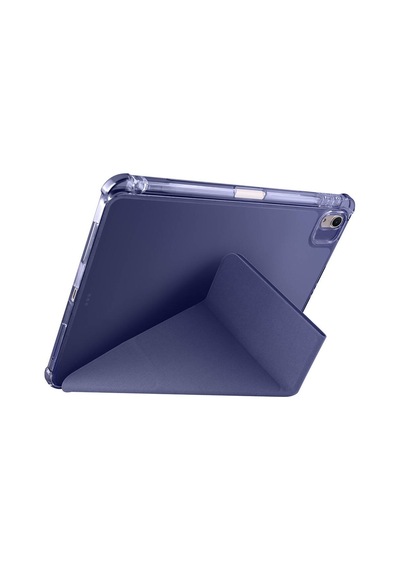 İpad Air 11 2025 M3 A3266-a3267-a3270 Uyumlu Kalem Bölmeli Dönebilen Üçgen Standlı Tri Folding Tablet Kılıfı - Rose Gold - T36453