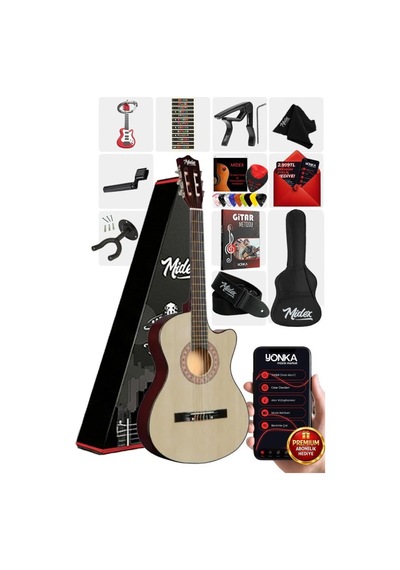 Midex Cg390nt-xbag Klasik Gitar 4/4 Sap Ayarlı Kesik Kasa Çanta Tuner Askı Capo Metod Pena