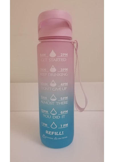 Shop-Set 1000 ML Tritan Motivasyonlu Su Matarası Süzgeçli Pembe- Mavi