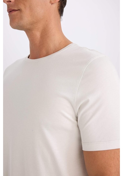DeFacto Slim Fit Dar Kesim Bisiklet Yaka Modal Karışımlı Pamuklu Basic Düz Kısa Kollu Tişört M6606AZ25SPER20
