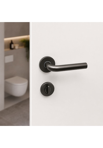 Sese Seda Modeli Yuvarlak Rozetli Wc Kapı Kolu Antrasit 200-236r-02-54