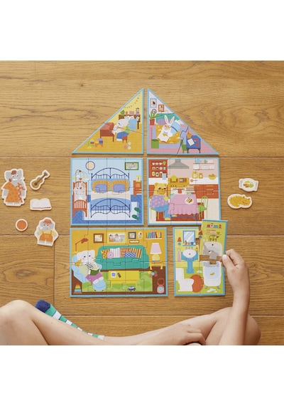 Moritoys My Dream House - 6in1 Puzzle 2-3-4-6-8-10 Parça Yapboz İle Hayalindeki Evi İnşa Et