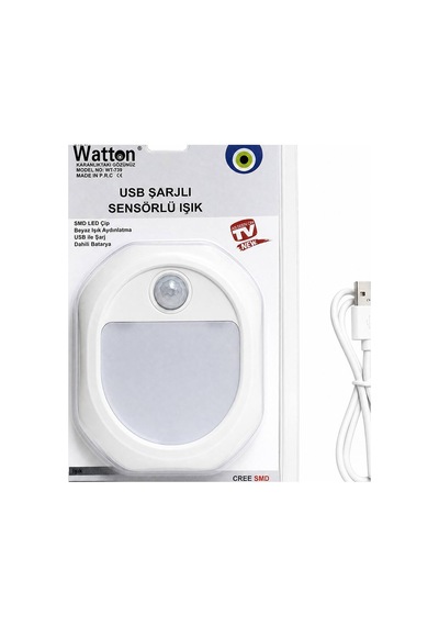 Hareket Sensörlü Usb Şarjlı Led Lamba Wt-739 Evimdeyokyok Çok Renkli