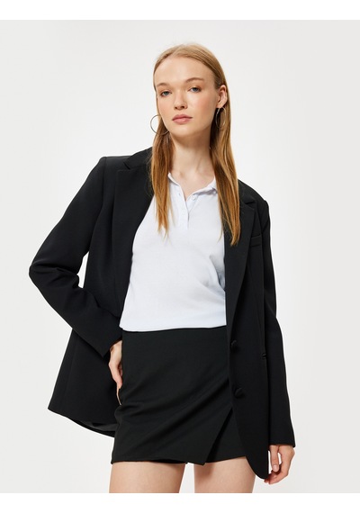 Koton Mini Şort Etek Slim Fit Standart Bel Siyah 5wal70013ıw Siyah