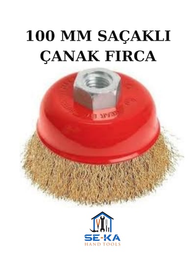 Saçaklı Çanak Tel Fırça 100 Mm Spiral Taşlama Uyumlu Pas Boya Temizleme Metal Fırça