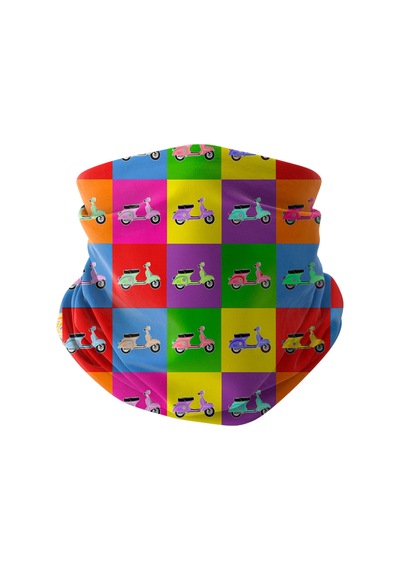Bobrear Pop Art Vespa Scooter Desenli Çok Amaçlı Buff Bandana Boyunluk Çok Renkli -
