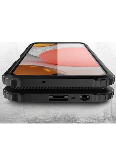 Noktaks - Samsung Galaxy Uyumlu M12 - Kılıf Çift Katman Zırh Tank Crash Military Kapak - Gri