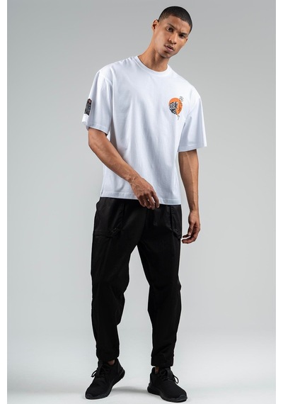 Maraton Sportswear Oversize Erkek Bisiklet Yaka Kısa Kol Basic Beyaz T-shirt 23243-beyaz Beyaz