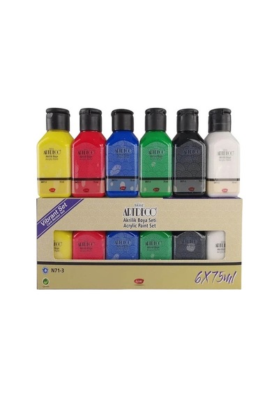 Alex Schoeller Çok Amaçlı Sanatsal Blok 35x50 200 Gr 15 Yaprak Artdeco 75 Ml Akrilik Boya 6 Renk Plastik Spatula Fırça