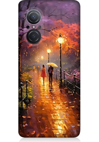 Huawei Nova 9 Se Uyumlu Yağmurlu Park Desenli Silikon Kılıf