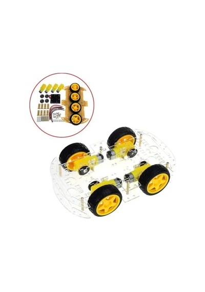 4wd Robot Araba Platform Kiti - Şeffaf Parçalar İle Yapım
