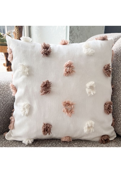 Premium Dokulu Dekoratif Kırlent Kılıfı 45x45 Cm Kabartmalı Desenli, Yüksek Kalite Kumaş Kahve Rengi