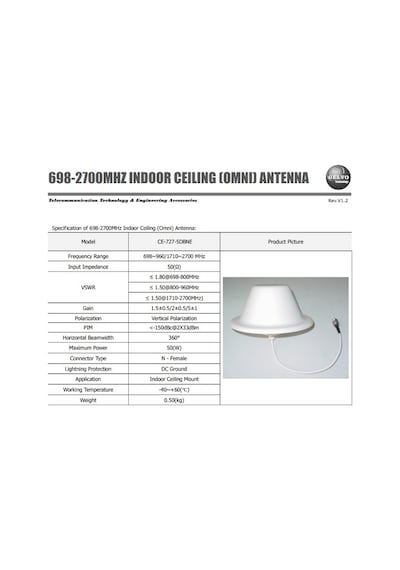 Siso Omni Anten 698/2700 Mhz N Female Connector