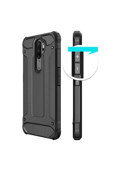 Noktaks - Oppo A5 2020 Uyumlu - Kılıf Çift Katman Zırh Tank Crash Military Kapak - Gold