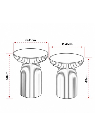 Pera 3'lü Zigon Sehpa Seti Mantar Tasarım Plastik Gövde Suntalam Üst Ahşap Desenli Yan Sehpa Beyaz