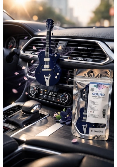 Royal Sound Oto Kokusu Kalorifere Geçme Navy Blue Guıtar Flowers