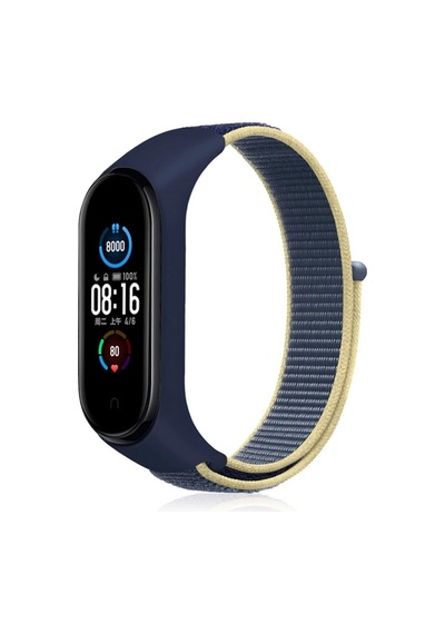 Ugr02 Xiaomi Mi Band 4 Hasırlı Cırtcırtlı Kordon - Sarı-lacivert