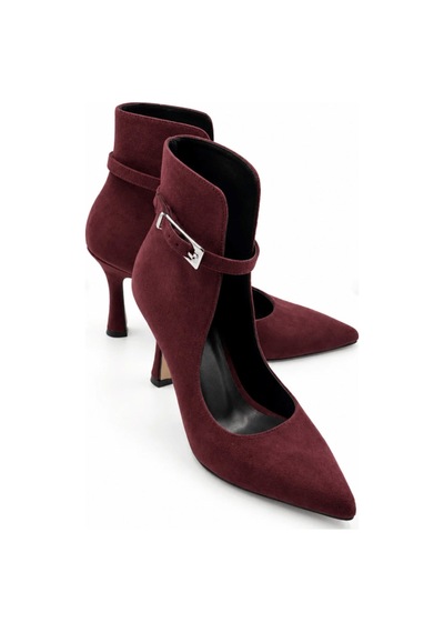 Preshley Kadın Neva Bordo Süet Sivri Burun İnce Topuklu Kemer Detaylı Pencereli Şık Kadın Bot & Stiletto Preshley Kadın Neva Bordo Süet Sivri Burun İnce Topuklu Kemer Detaylı Pencereli Şık Kadın Bot & Stiletto