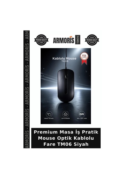 Premium Masa İş Pratik Mouse Optik Kablolu Fare Tm06 Siyah