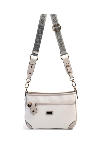 Silver Polo Sp1160 Kadın Çapraz Çanta Logolu Beyaz-a.gri