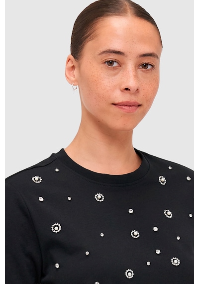 Only Kadın Onljulıa Bisiklet Yaka Taş Detaylı %100 Pamuk T-shirt 15324847 Black Siyah