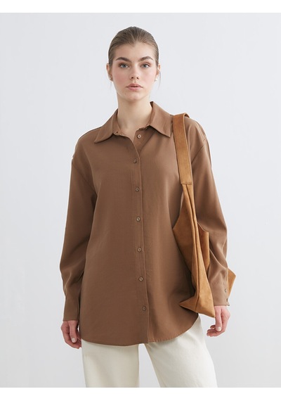 Lcw Modest Bej Loose Fit Kadın Gömlek Tunik