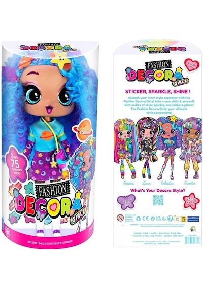 Fashion Decora Girlz Moda Bebeği 28 Cm - Bükülebilir Eklemli Oyuncak Bebek - Çıkartma Seti