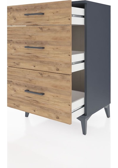 Hyperion Komodin 3 Çekmeceli 60x44x96 Antrasit-çam Antrasit