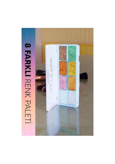 8 Renk Yaz Glitter Far Paleti - 2'li Set Mavi