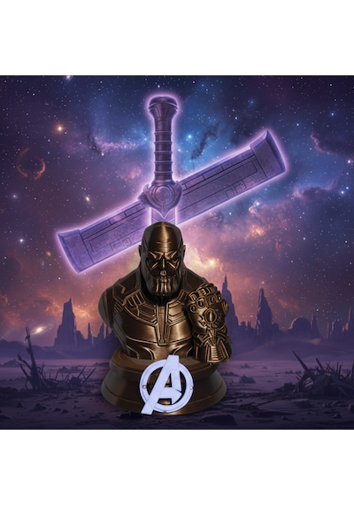 Thanos 3d Büst Figür - Sonsuzluk Eldivenli Bronz Renk Özel Tasarım 10x12cm