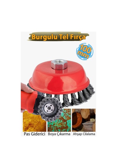 Burgulu Tel Fırça Pas Sökücü Temizleyici 100 Mm